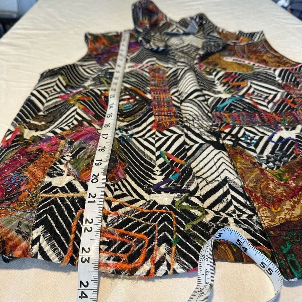 Vintage Chico’s Women’s Boho Artsy Mixed Media Vest Medium Retro 80s Inspo‎ - Picture 8 of 8